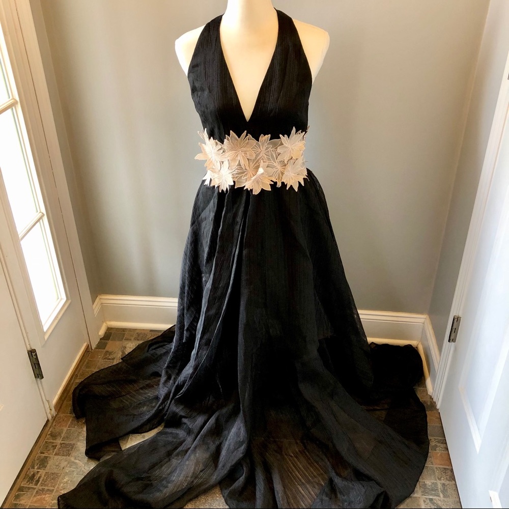 halston heritage black halter v-neck - Picture 5 of 8
